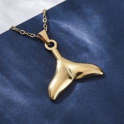 Colliers avec pendentif en acier inoxydable 304 en forme de queue de baleine&nbsp;NJEW-M096-18G