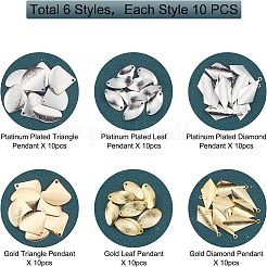 60pcs 3 pendentifs en laiton de placage de style rack&nbsp;KK-FH0002-27