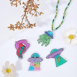 20 pièces 5 pendentifs acryliques colorés de thème extraterrestre de style&nbsp;FIND-CA0006-56