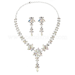 Collane con ciondolo in strass in ottone e orecchini pendenti a bottone&nbsp;FS-WG58BAB-03