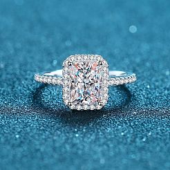 Anelli da dito in argento sterling placcato rodio con micro pavé da 925 mm e zirconi cubici color smeraldo per donna&nbsp;WG8E258-85
