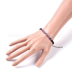 Verstellbare geflochtene Perlenarmbänder aus natürlichem Amethyst&nbsp;BJEW-JB04599-04