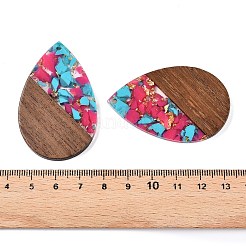 Grands pendentifs en résine transparente et bois de noyer&nbsp;RESI-T058-05J