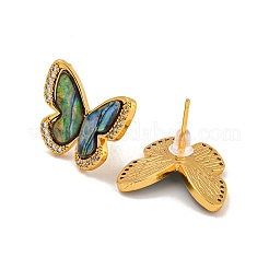 Orecchini a bottone in ottone a forma di farfalla con placcatura a cremagliera&nbsp;EJEW-N055-55G