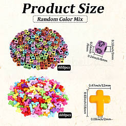 800 pièce de 2 styles de perles acryliques à thème croisé&nbsp;MACR-PA0001-45C