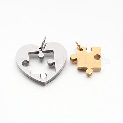 Gioielli per coppie di San Valentino amanti cuore in acciaio inossidabile 304 con ciondoli a forma di puzzle&nbsp;STAS-E090-46G