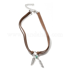 Collier ras du cou en alliage de style bohème avec pendentif en turquoise synthétique pour femme&nbsp;NJEW-G158-01B