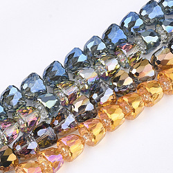 Perles en verre galvanisée, facette, cloche, couleur mixte, 10.5~11x9mm, Trou: 1mm