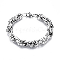201 pulsera de cadena de cuerda de acero inoxidable para hombres y mujeres., color acero inoxidable, 9-1/4 pulgada (23.5 cm)