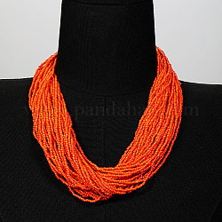 Многониточные ожерелья из пластиковых бисера, колье в богемном стиле, оранжевые, 20.87 дюйм (53 см)