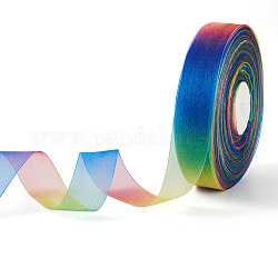 BEADTHOVEN Polyester Organza Ribbons, Colorful, 1 inch(25mm), about 100yards/roll(91.44m/roll)
