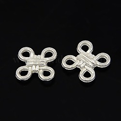 Tibetan Style Chandelier Components Links, Chinese Knot, Silver, Lead Free and Cadmium Free, 10x10x3mm, Hole: 2mm