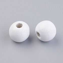 Europäische Perlen aus Naturholz, gefärbt, Runde, weiß, 12x11 mm, Bohrung: 4 mm, ca. 960 Stk. / 500 g