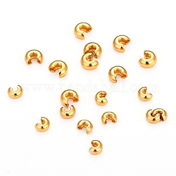 Laiton à sertir couvre perles, Plaqué longue durée, ronde, véritable 18k plaqué or, 3 mm de diamètre