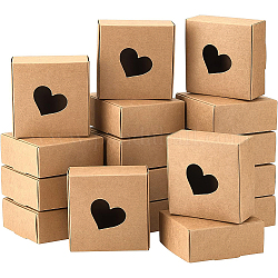 Boîte pliante en carton, coffret cadeau bijoux, avec un motif de coeur, carrée, Pérou, 8.7x8.7x3.6 cm