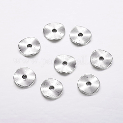 Anciennes perles de disque d'argent, sans plomb & sans nickel & sans cadmium , environ 10 mm de diamètre, épaisseur de 1mm, Trou: 2mm