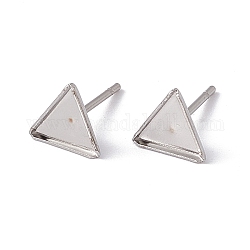 Accessoires de puces d'oreilles en 304 acier inoxydable, postes de boucle d'oreille, triangle, 7x7x1mm, pin: 0.6 mm