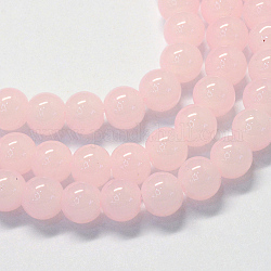 Baking Painted Imitation Jade Glass Round Bead Strands, Pink, 4.5~5mm, Hole: 1mm, about 210pcs/strand, 31.4 inch