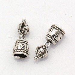 Brass Beads, Dorje Vajra for Buddha Jewelry, Antique Silver, 21x8mm, Hole: 1.5mm