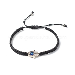 Main hamsa / main de miriam avec bracelet de perles tressées mauvais œil pour fille femmes, noir, diamètre intérieur: 2~3-1/8 pouce (5~8 cm)