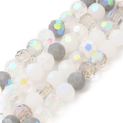 Chapelets de perles en verre électroplaqué, facetté (32 facettes), demi couleur ab plaqué, ronde, fumée blanche, 6x5mm, Trou: 1.4mm, Environ 100 pcs/chapelet, 20.87'' (53 cm)