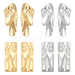 ANATTASOUL 4 Pairs 4 Styles Alloy Stud Earrings with 304 Stainless Steel Pins, Twist & Rectangle, Platinum & Golden, 69~74x28~30.5mm1 1 Pair/style