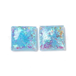 Opal-Cabochons aus Harzimitat, Quadrat mit flacher Rückseite, Himmelblau, 8.5x8.5x2.5 mm