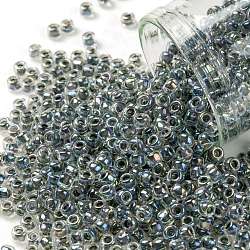 TOHO Round Seed Beads, Japanese Seed Beads, (782) Inside Color AB Crystal/Capri Lined, 8/0, 3mm, Hole: 1mm, about 222pcs/bottle, 10g/bottle