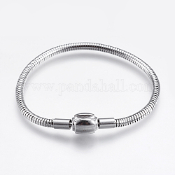 304 fabricación de pulseras de cadenas de estilo europeo de acero inoxidable, con cierres, color acero inoxidable, 6-1/4 pulgada (160 mm), 3mm
