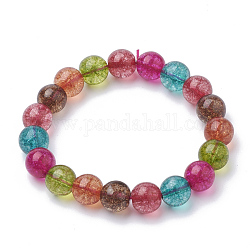 Stretcharmbänder aus synthetischem Quarz, gefärbt, runde Perlenarmbänder, Farbig, 2 Zoll (50~52 mm), Perle: 6 mm