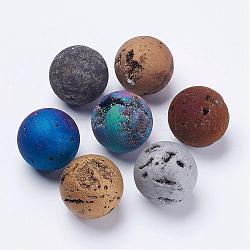 Galvanisieren natürlichen Druzy Geode Quarz Perlen, Edelstein Haus Display Dekorationen, kein Loch / ungekratzt, runde Kugel, Mischfarbe, 40 mm