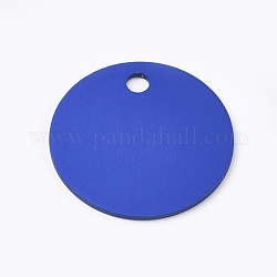 Pendentifs en aluminium, étiquettes vierges, plat rond, bleu royal, 25x1mm, Trou: 3mm