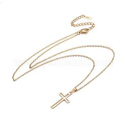 304 cable de acero inoxidable cadenas colgantes collares, con cierre de langosta, cruz, dorado, 18.3 pulgada (46.5 cm), 1~1.5mm
