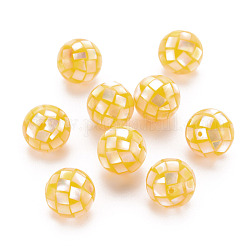Resin Beads, with Natural Yellow Shell, Round, Yellow, 12.5mm, Hole: 1mm