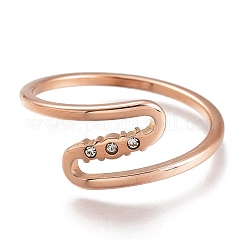304 палец кольца из нержавеющей стали, с четким кубического циркония, розовое золото , размер США 7, внутренний диаметр: 17 мм