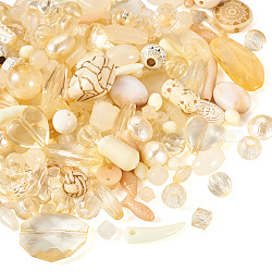 Perles acryliques d'imitation pandahall 100g, nacré, formes mixtes, beige, 8~32x8~32x8~17mm