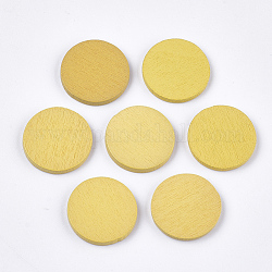 Painted Poplar Wood Cabochons, Flat Round, Gold, 19x2mm