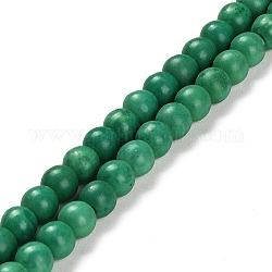 Filo di perline turchesi sintetici, tondo, tinto, verde, 6x5.5mm, Foro: 1 mm, circa 72~73pcs/filo, 15.87~16.14 pollice (40.3~41 cm)