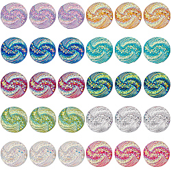 Sunnyclue 150 Stück 10 Farben Harz-Strass-Cabochons mit flacher Rückseite, flach rund mit Wirbel-Muster, Mischfarbe, 11.5x3 mm, 15 Stk. je Farbe