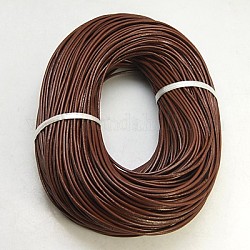 Cowhide Leather Cord, Leather Jewelry Cord, Jewelry DIY Making Material, Round, Dyed, Saddle Brown, 2mm