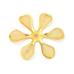 Latón casquillo del grano, con la conclusión de hierro, adornos de metal grabados, flor, dorado, 37x41.5x3mm, agujero: 3 mm