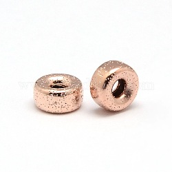 Distanziatori di perline con texture riempite di oro rosa, 1/20 oro rosa riempito, cadmio & nichel &piombo libero, rondelle, 5x2mm, Foro: 1 mm