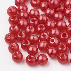 Abs Kunststoffperlen, Nachahmung Perlen, Runde, rot, 6x5.5 mm, Bohrung: 1.5 mm, ca. 4700 Stk. / 500 g