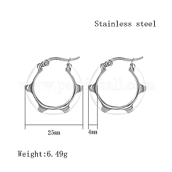 304 Stainless Steel Enamel Hoop Earrings, Huggie Hoop Earrings for Women, Ring, Stainless Steel Color, 25x4mm