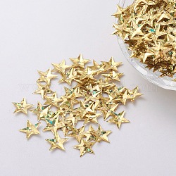 Accessori ornamentali paillette / paillettes in plastica, stella, oro, 10x10x0.8mm, Foro: 1 mm