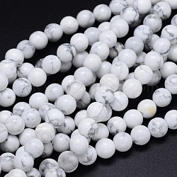 Round Natural Howlite Bead Strands, 6mm, Hole: 1mm, about 65pcs/strand, 15.3 inch