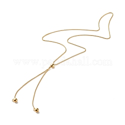Collar de lazo de cuentas redondas para niña mujer, 304 cadena veneciana de acero inoxidable/collar de cadena de caja, dorado, 25.19 pulgada (64 cm)