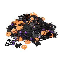Confeti de dispersión de mesa de plástico, para decoraciones de fiesta de halloween, bruja, estrella, calabaza, web, araña, gato, negro, 6~18.6x6~24.5x0.28~0.33mm