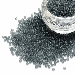 12/0 grado a cuentas redondas de semillas de vidrio, estilo esmerilado transparente, gris, 2x1.5mm, agujero: 0.8 mm, 30000 unidades / bolsa