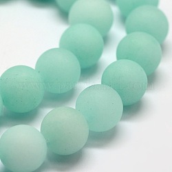 Bereift natürliche Malaysia Jade runde Perlen Stränge, gefärbt, blassem Türkis, 8 mm, Bohrung: 1 mm, ca. 48 Stk. / Strang, 15.7 Zoll